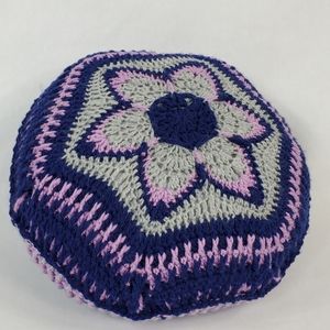 Hand Crocheted Heavy Weight 15" Throw Decorative Pillow With Handsewn Lining